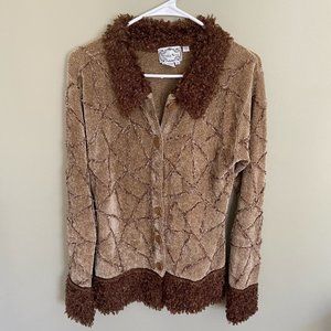 Michelle Nicole Tan and Brown Chenille Cardigan